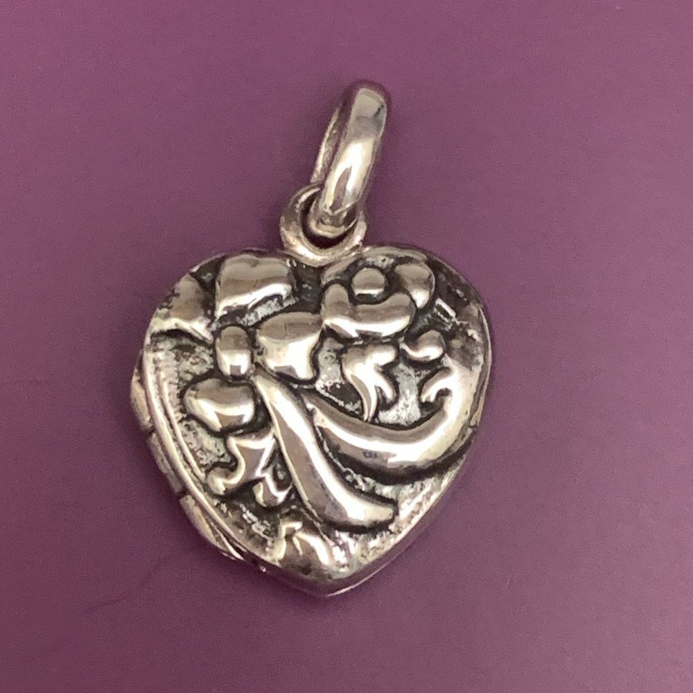 .925 Heart Ornate Locket Sterling Silver Jewelry Charm #valentine  #keepsake